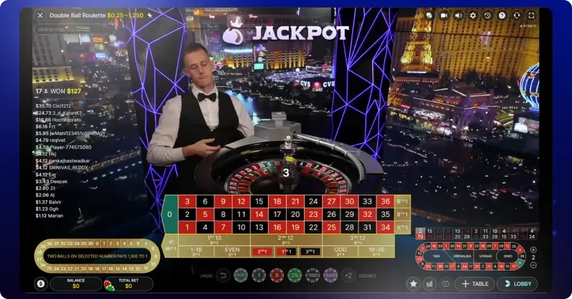 Double Ball Roulette key features