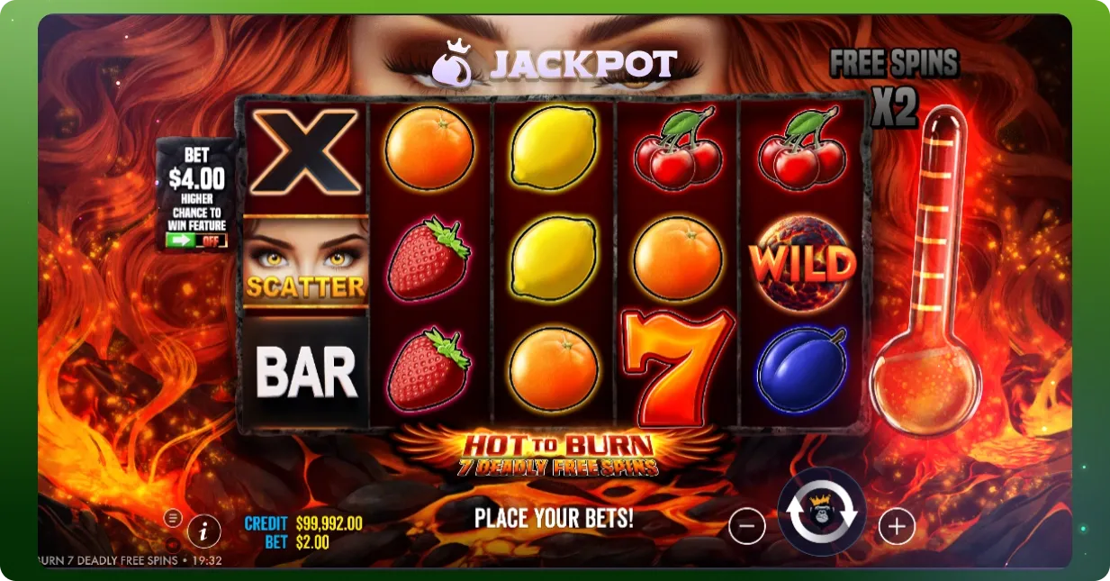 Hot to Burn 7 Deadly Free Spins key features