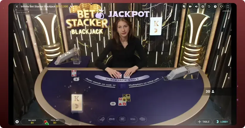 Infinite Bet Stacker Blackjack key features