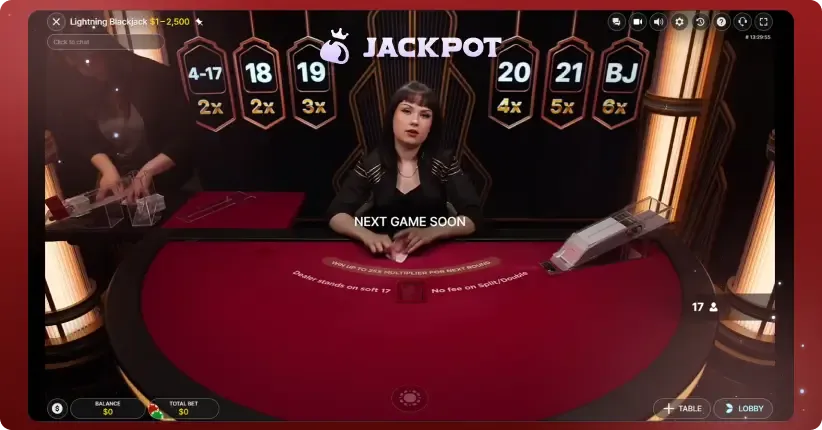 Lightning Blackjack key features